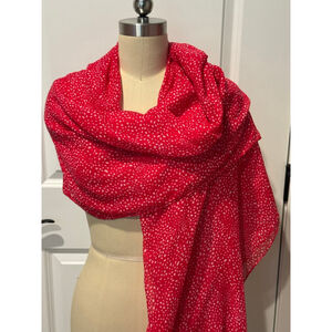 Women's CORTEFIEL Red & White Polka Dot cotton blend Scarf 35x70”